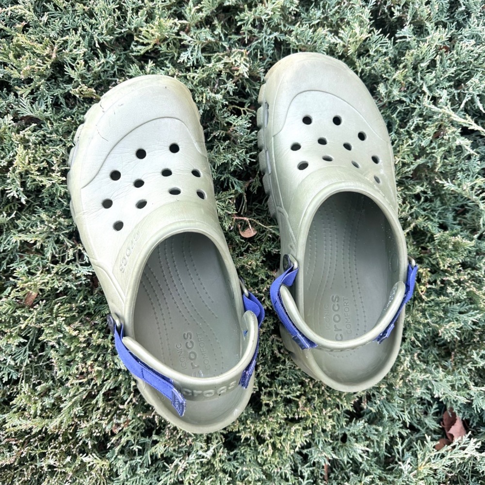 Crocs Offroad Adult Sport Clogs Unisex Size M9 W11 Army Green Blue Strap Sandals - Picture 14 of 15